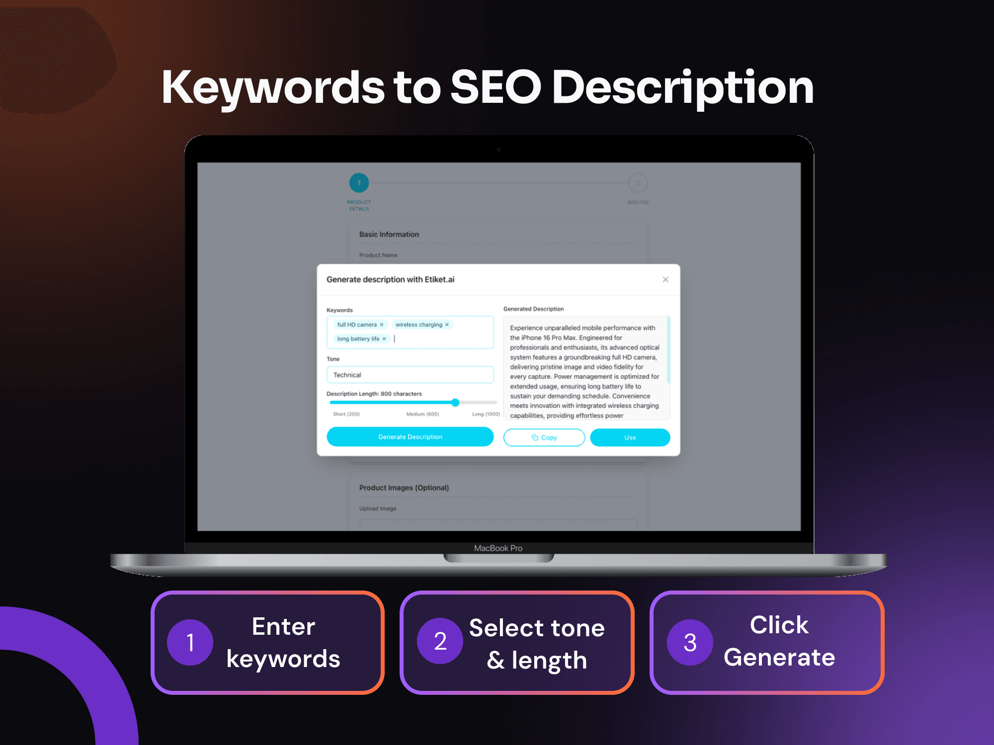 Automated product description generation